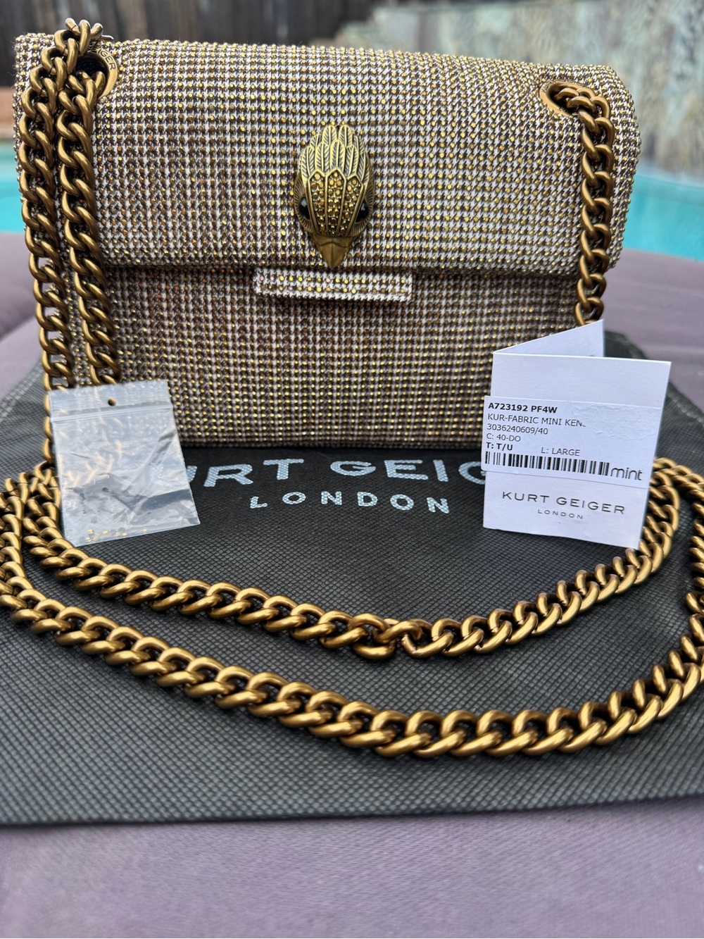 NWT Kurt Geiger Mini Kensington Crystal Houndstooth Shoulder Crossbody Bag - Picture 16 of 16